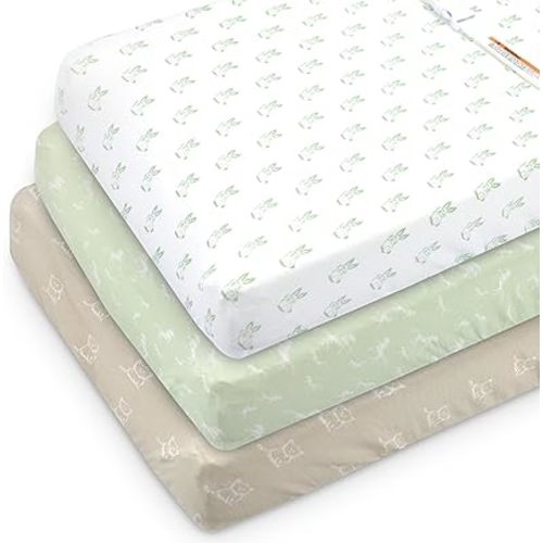 Bublo Baby Changing pad Cover - 3 Pack Organic Cotton Changing Pad Covers – Soft Fitted Diaper Changing Table Sheets for Baby Boys, Girls, Neutral | Fits Contoured 32"x16" Pads