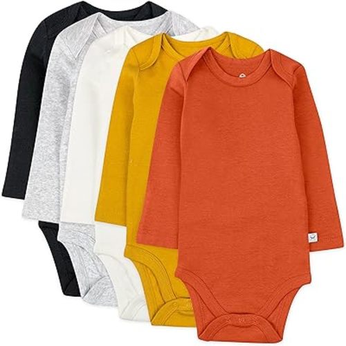 HonestBaby baby-boys 5-pack Long Sleeve Bodysuits One-piece 100% Organic Cotton for Infant Baby Boys, Unisex