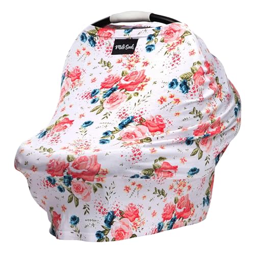 Milk Snob Original 5-in-1 Cover - Added Privacy for Breastfeeding, Baby Car Seat, Carrier, Stroller, High Chair, Shopping Cart, Lounger Canopy - Newborn Essentials, Nursing Top, French Floral
