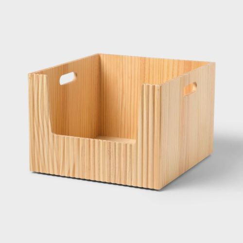 Wood Bin Large Open Front Natural - Brightroom™