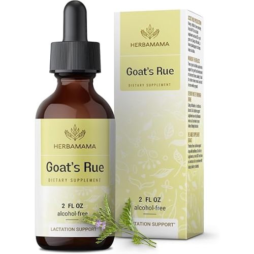 HERBAMAMA Goat's Rue Lactation Drops - Galega Officinalis Vegan Breastfeeding Supplement - Lactation Support Goa'ts Rue Tincture - Alcohol & Sugar-Free, 28-Day Supply