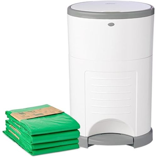 Diaper Dekor Plus Hands-Free Diaper Pail Gift Set | Just Step–Drop–Done | Doesn’t Absorb Odors | Includes 1yr of Refills | Great for Cloth Diapers | 70% Recycled Materials | EKO White