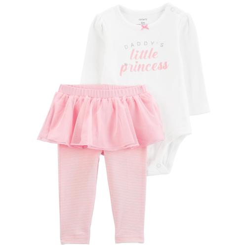 Baby 2-Piece Daddy's Little Princess Bodysuit & Tutu Pant Set - 24M - Style,White/Pink