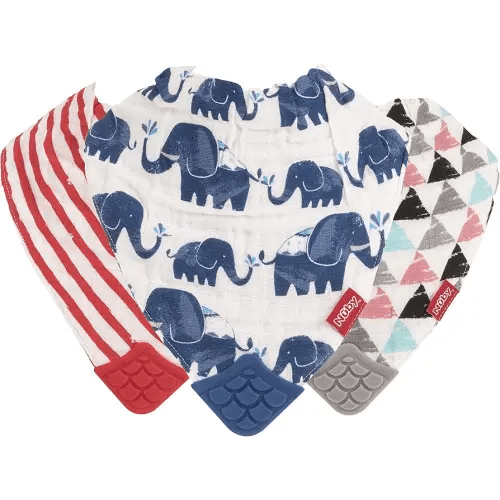 Nuby Reversible Teething Bibs, 100% Cotton