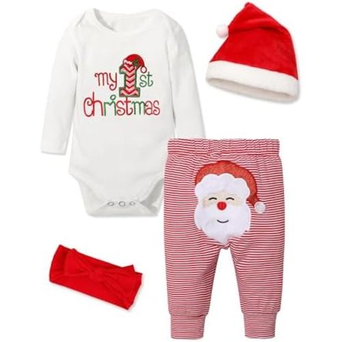 Baby Girl Boy Christmas Outfit My 1st Christmas Baby Boy Infant New Year 4 Pcs Set