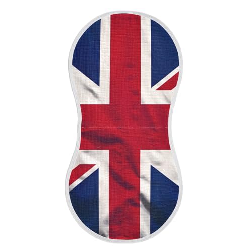 VEKELEE British Flag Baby Burp Cloths, Cotton Soft Absorbent Burp Cloth, Baby Bib Cloths Spit Up Rags for Newborn Boys Girls, 1 Pack, 22”x11”