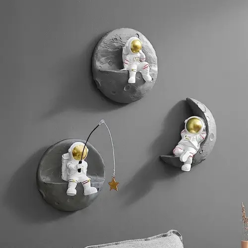 AWNR 3 Pcs Astronauts Wall Sculpture Decor for Modern Home Decor Background 3D Wall Decorations for Living Room Sofa Bedroom Wall Decor Outer Space Theme Wall Decor for Kids Room
