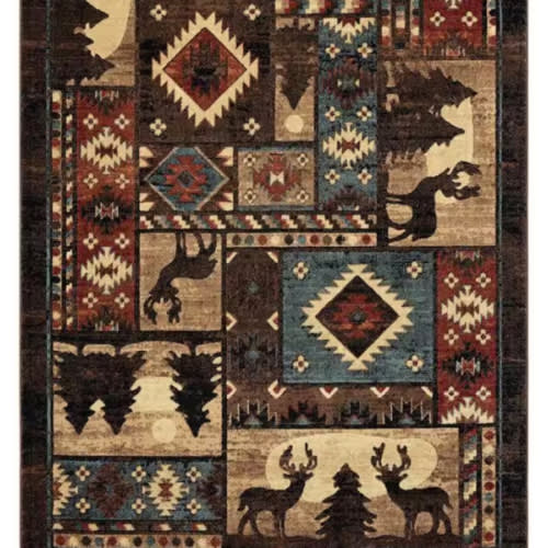 Home Dynamix Buffalo Bear Brown/Red 5 ft. x 7 ft. Indoor Area Rug 2-17383-500