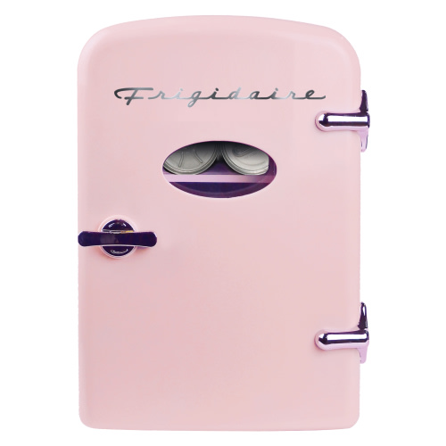 Frigidaire, Small Portable Desk Retro 6-Can Mini Skincare Refrigerator, EFMIS129, Pink