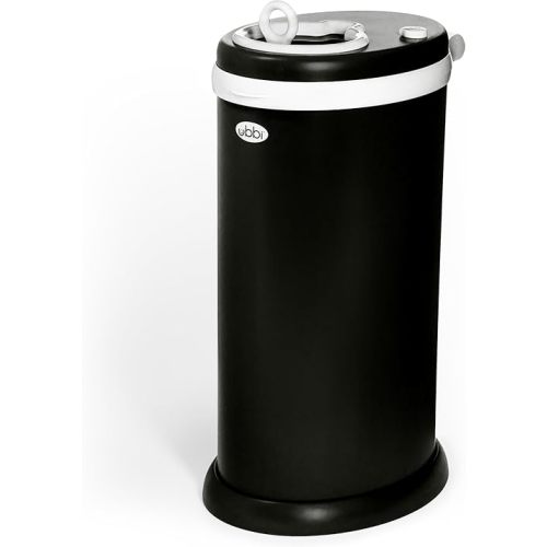 Ubbi Steel Diaper Pail, Odor Locking, No Special Bag Required, Award-Winning, Registry Must-Have, Matte Black