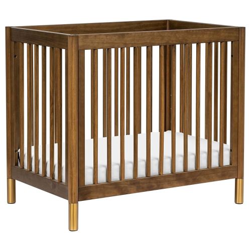 babyletto Gelato 4-in-1 Convertible Baby Crib Natural Walnut Wooden Toddler Bed, Daybed & Twin Bed Conversion - GREENGUARD Gold Certified, Perfect for Small Spaces, 4 Adjustable Heights, Brushed Gold