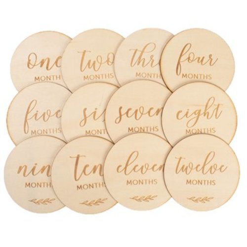 Emblems Baby Milestone for Newborn Month Cards Gift First Birthday Wooden Sign Girl
