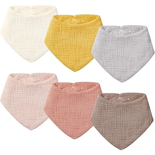 Muslin Baby Bibs for Unisex Boys Girls, Soft Cotton Baby Drool Bibs, Drooling and Teething Bibs for Infant, Newborn