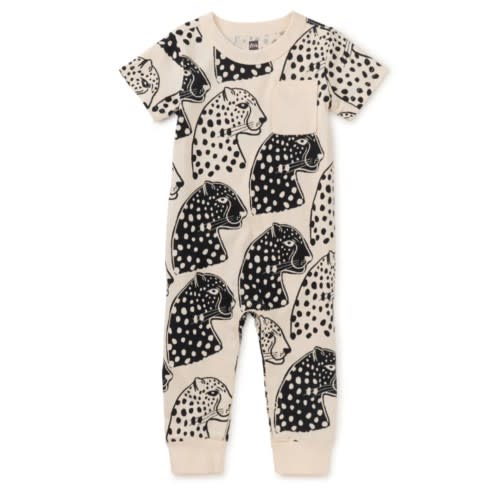 Pocket Baby Romper - Block Print Jaguar by Tea Collection – Pacifier Kids Boutique