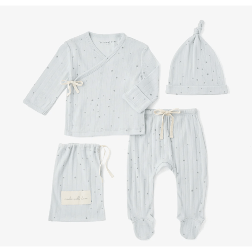 Blue Celestial Organic Cotton Ribbed Layette Set