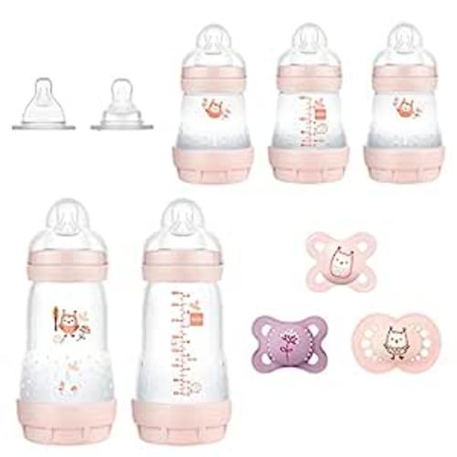 MAM Newborn Essentials Feed & Soothe Set (6-Piece), Easy Start Anti-Colic  Baby Bottles (2 Count 5 oz Bottles, 2 Count 9 oz Bottles), 0-2 Month  Pacifiers, Baby Shower Gifts for Baby Girl, Pink