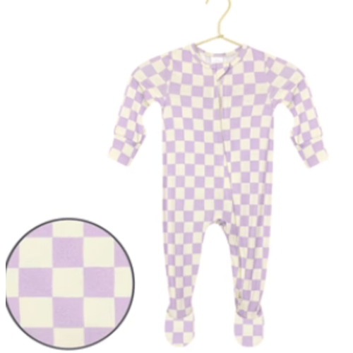 Violet Zipper Footies, 0-3M