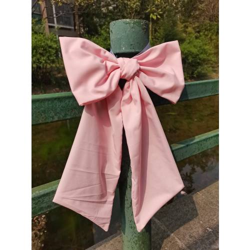 1pc Pink Bow, shabby Bow, Pew Bow, Nursery bow, Wedding bow, Finished bow, Curtain Tie Back(about 11inches wide and 16inches long)