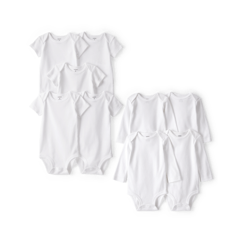 Baby 9-Pack Short Sleeve & Long Sleeve Cotton Bodysuits - White | Carter's