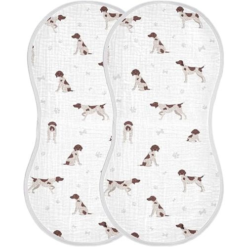 German Shorthaired Pointer Muslin Burp Cloths for Baby 2 Pack 100% Cotton Baby Washcloths Bibs for Boy Girl