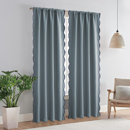 Winston Porter Ari Scallop Edge Window Curtains 52"W X 84"L X 2 Panel Set,Scallop Trim Drape Panel, Blackout Thermal Insulated, Decorative Drapes For Living Room, Bedroom & Reviews | Wayfair