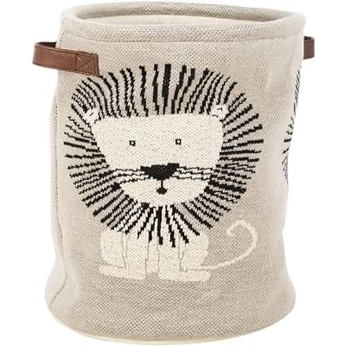 Safavieh Baby Collection Dandy Lion Grey and Black Cotton Handles Storage Basket