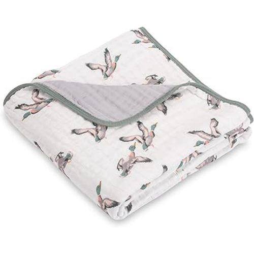 Muslin Baby Blanket 100% Cotton, Muslin Quilt Lightweight, Toddler Blanket for Boys and Girls, 6 Layers Baby Blanket 47"x 47", Soft Nursery Receiving Blankets Baby Essentials (Duck Print)