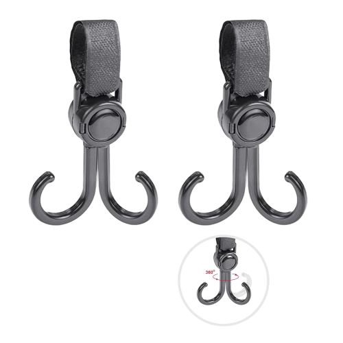 Double Stroller Hooks, 2 Pack Car Seat Hook, Adjustable Hook, Stroller Hanger Hook, Stroller Organizer Hook, Seat Headrest Hook, Universal Stroller Organizer