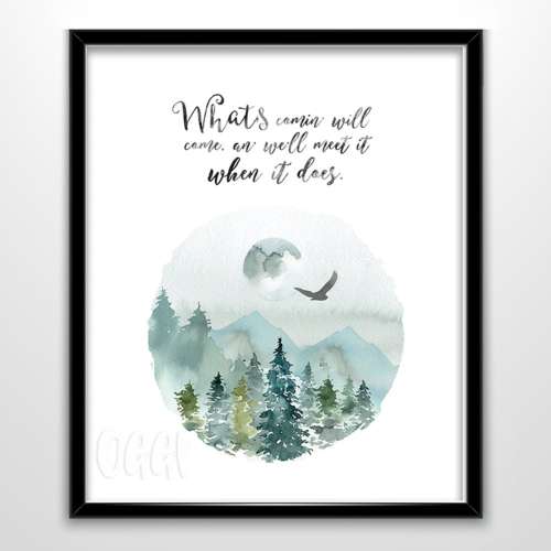 What's coming will come Hagrid Quote - Watercolor Art Print - Christmas Gift