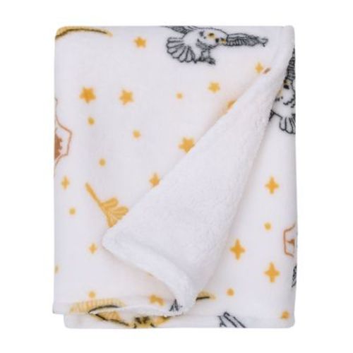 Warner Bros. Harry Potter White, Gold, And Tan Super Soft Cuddly Plush Baby Blanket