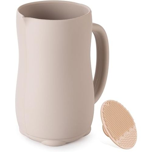 Baby Bath Rinse Cup, Bath Cup for rinsing Hair,The Silicone Material is Soft and Safe, a Good Choice for Baby Bath Products(Cat Beige)