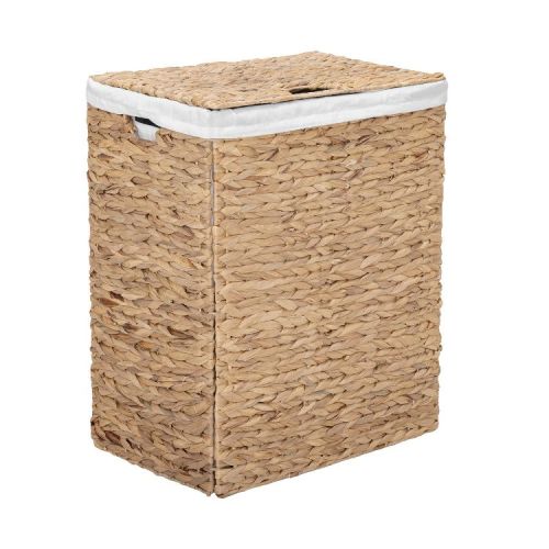 Seville Classics Natural Water Hyacinth Rectangular Lined Laundry Hamper
