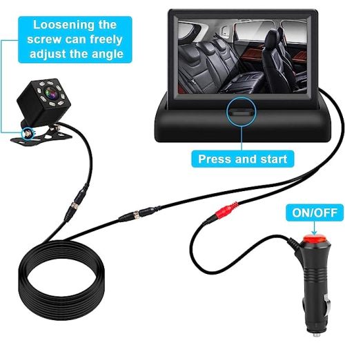 Shynerk Baby Car Mirror, 4.3'' HD Night Vision Function Display, Safety Car Seat Mirror Camera Monitored Mirror with Wide Crystal Clear View, Aimed at Baby, Easily Observe the Baby’s Move - Black
