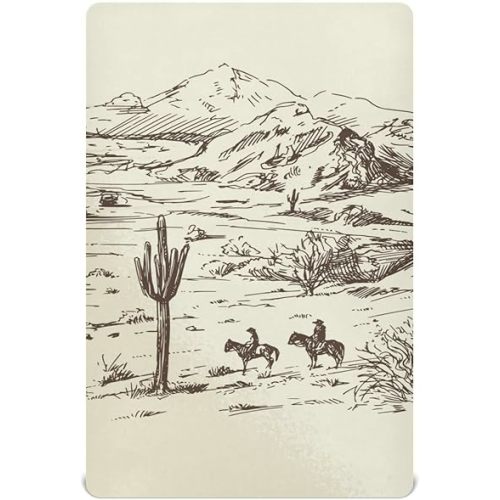 West Desert with Cowboys Crib Sheets for Boys Girls Pack N Play Sheet Soft Breathable Mini Crib Sheets 39" x 27"