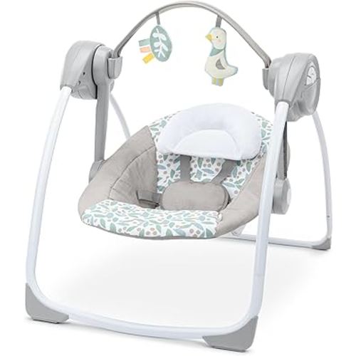 Ingenuity Comfort 2 Go Portable Swing - Endless Bloom - 6 Speeds - 10 Melodies - 2 Toys - 0-9M