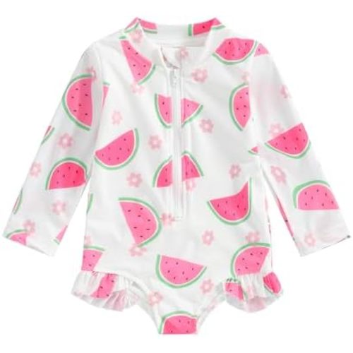 MAYUMMPY Toddler Baby Girls Bikini Beach Swimwear Zipper Swimsuit UPF 50+ Rash Guard One Piece Long Sleeve Bathing Suit
