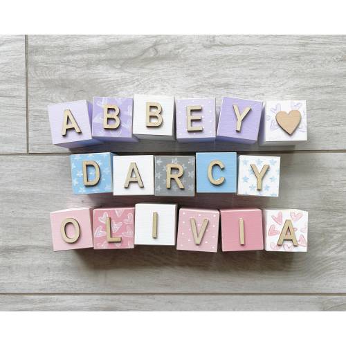 Personalised baby name blocks, Wooden blocks with letters, Baby blocks, Name block for nursery, Personalised baby gift.