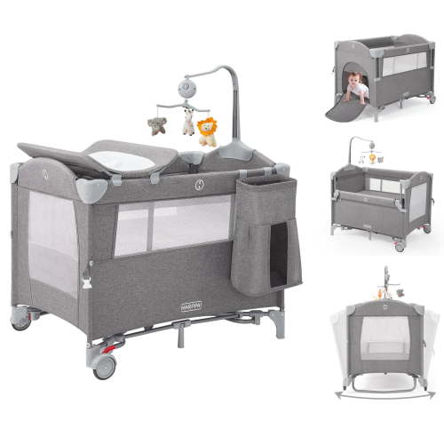 HARPPA 5 in 1 Portable Playard and Bassinet Bedside Sleeper for Newborn to Toddler, Unisex, Gray