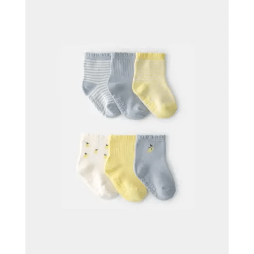 Baby Girl 6-Pack Lemon Striped Socks - Yellow/Grey | Carter's