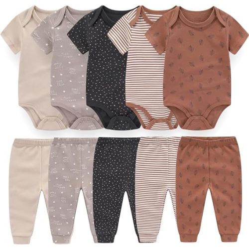 Baby Layette Set Baby Boys' 9-Piece Bodysuits Pants Set Toddler Girl Boy Unisex Baby Gift Sets