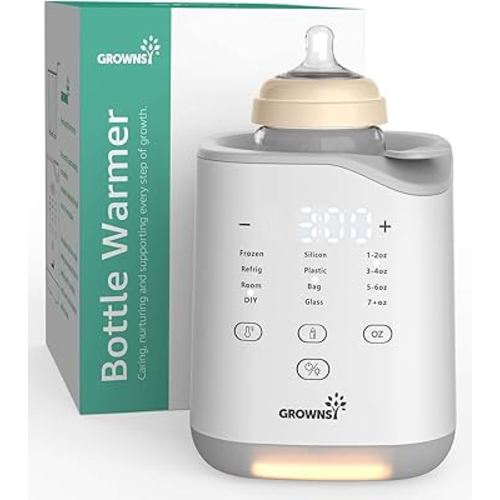 GROWNSY Bottle Warmer, 2025 Fast Baby Bottle Warmer for Breastmilk & Formula, Smart Temperature Control, with Timer, Thaw, Food Heater, Night Light, Chauffe Biberon for All Bottles