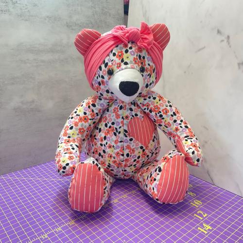 Memory Bear, Remembrance Teddy Bear Headband Included, Made from Clothing with Embroidery Options, Bereavement Keepsake Animal, Memorial