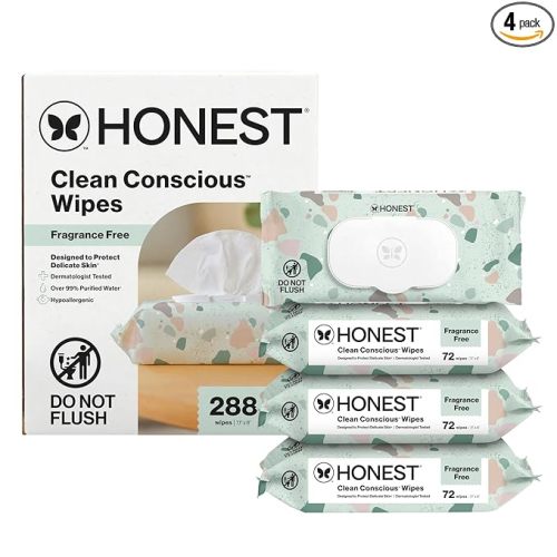 The Honest Company Hypoallergenic Multi-Use Baby Wipes for Sensitive Skin, Geo Mood, 288 Count