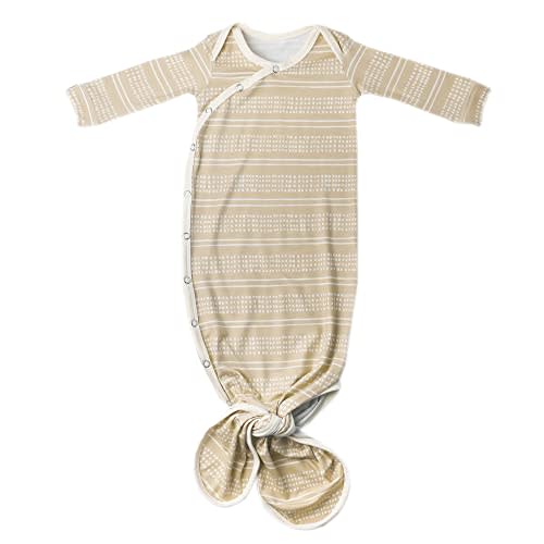 Copper Pearl Baby Gown - Knotted Newborn Sleepers for Baby Boy and Girl, Soft Stretchy Long Sleeve Infant Gowns with Bottom Tie and Hand Mittens, Perfect Hospital Coming Home Outfit (Clay)