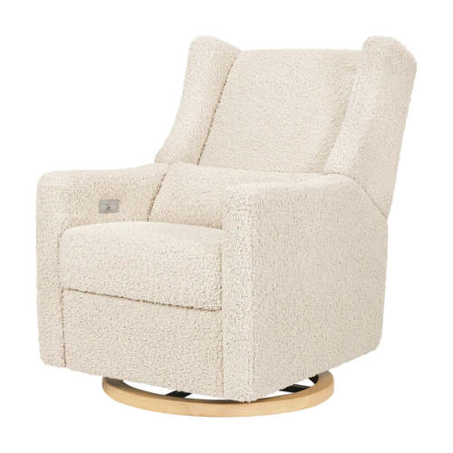 Kiwi Glider Recliner - Almond Teddy Loop with Light Wood Base