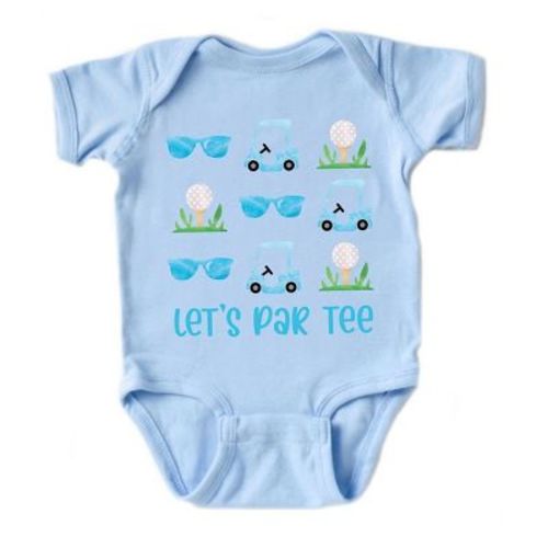 The Juniper Shop Let's Par Tee Sunglasses Baby Bodysuit - Newborn - Light Blue