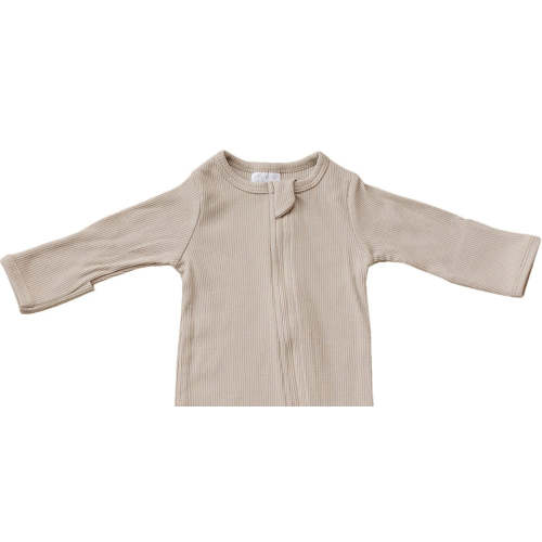 Oatmeal Organic Cotton Ribbed Zipper