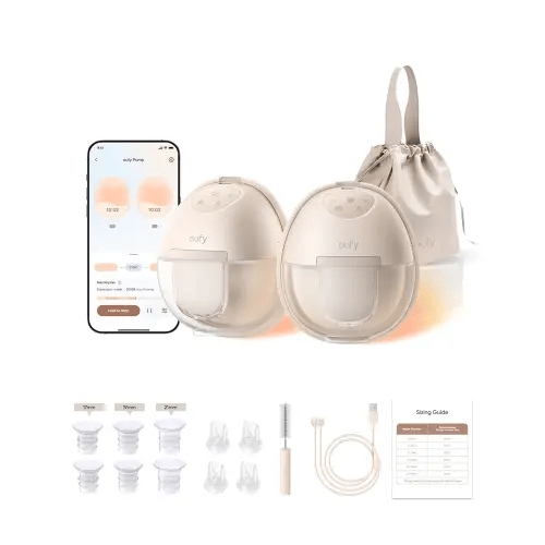 eufy Security Heated Breast Pump S1, Hands-Free Breast Pump with Industry-Leading HeatFlow Tech, App-Controlled OptiRhythm, Hospital-Grade Suction, Leakproof, Slim and Ultra-Quiet for in-Bra Use