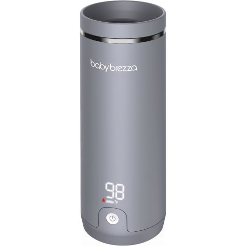 Baby Brezza Superfast Portable Baby Bottle Warmer – 50% Faster - Travel Breastmilk Warmer and Formula Warmer - Safe, Even Heating - Up to 9oz - No Adapters, Grey