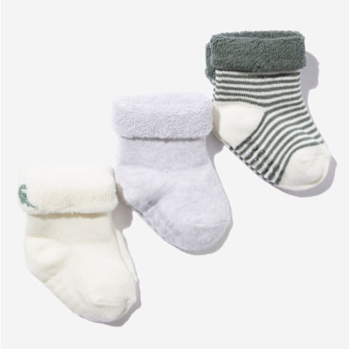 3Pk Terry Baby Socks